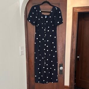 Old Navy Black and White Polka Dot Midi Dress